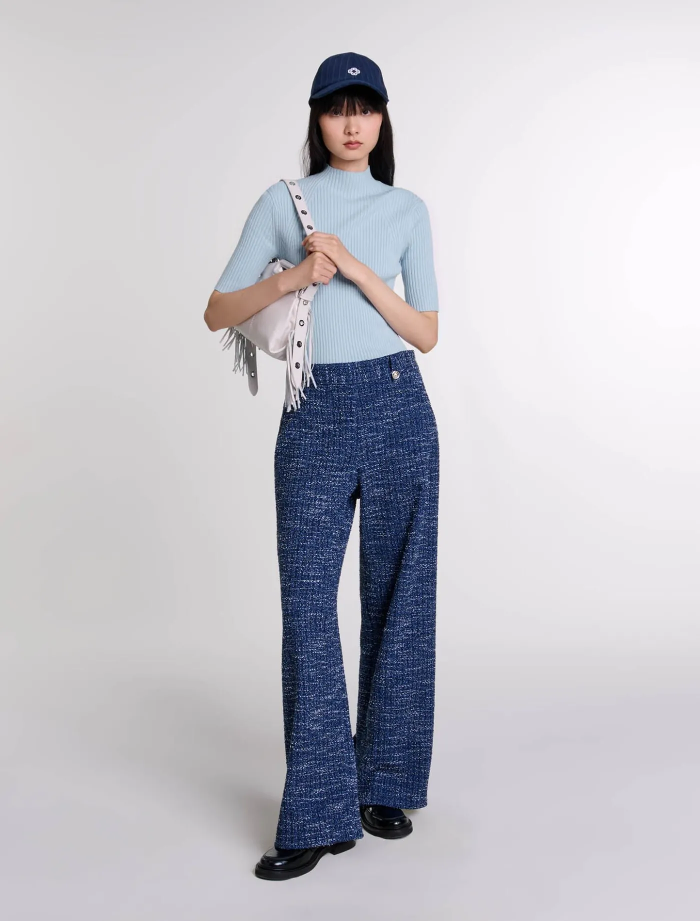 Wide-leg tweed trousers^Maje Shop