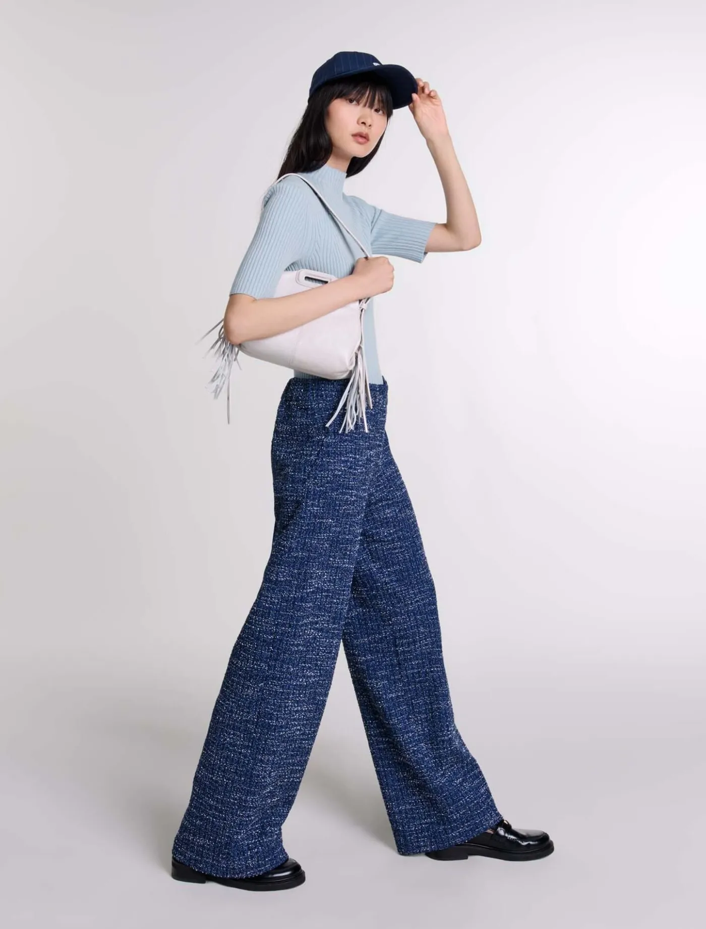 Wide-leg tweed trousers^Maje Shop