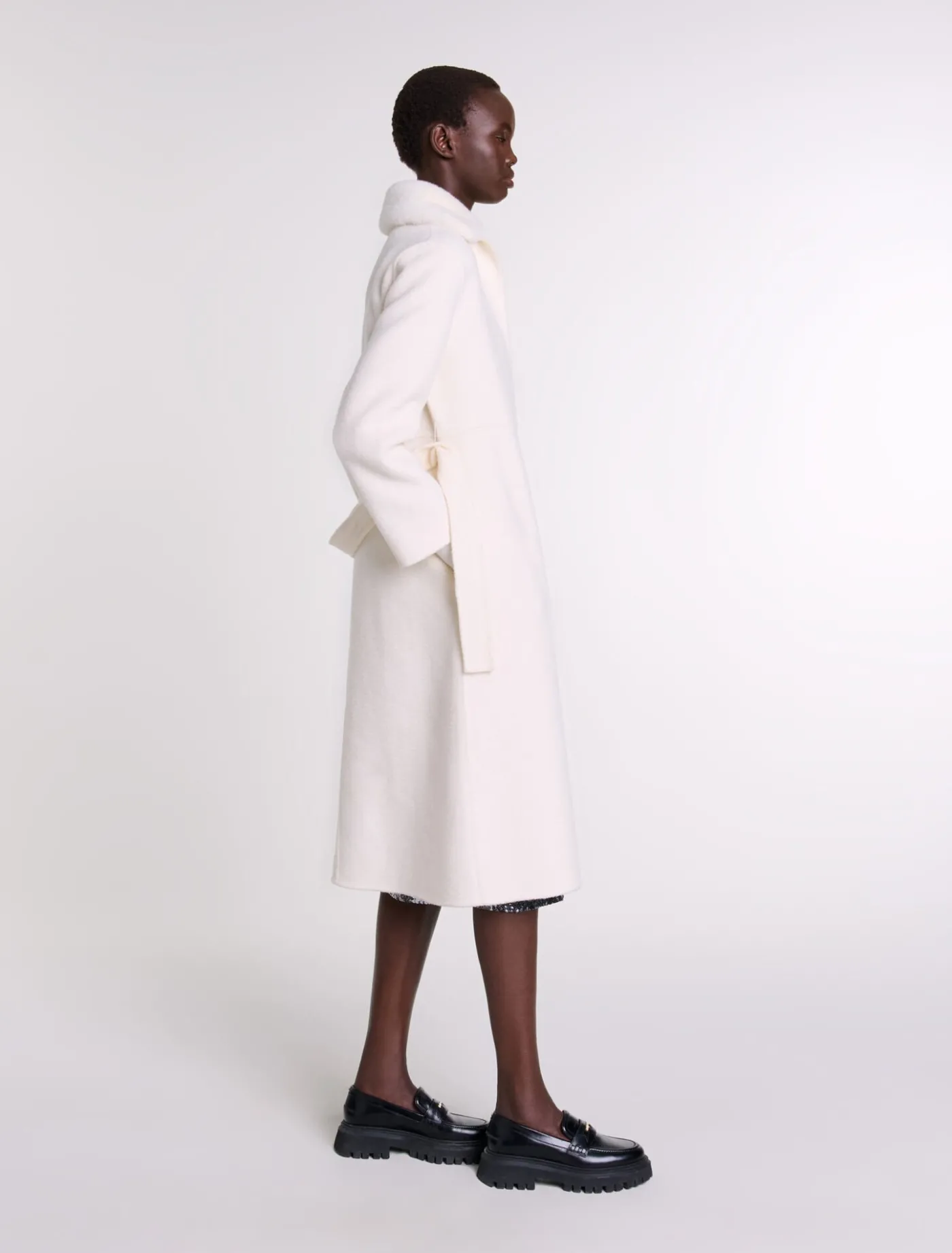 Wool coat with removable collar^Maje Fashion